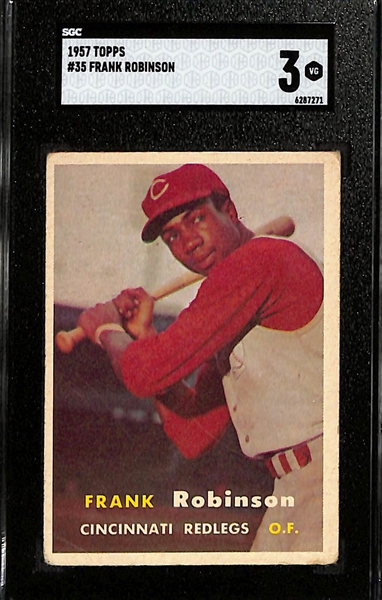 (2) SGC 3 Cards w. 1957 Topps Frank Robinson & 1954 Topps Warren Spahn